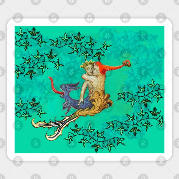 LOVE IN THE BLUE ABYSS Mermaid Fall in Love with a Triton Half Sea Dragon Sticker by BulganLumini